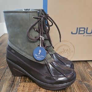 New! JBU‎ By JAMBU Women's Olive Green and Brown Winter Duck Boots. Size 11